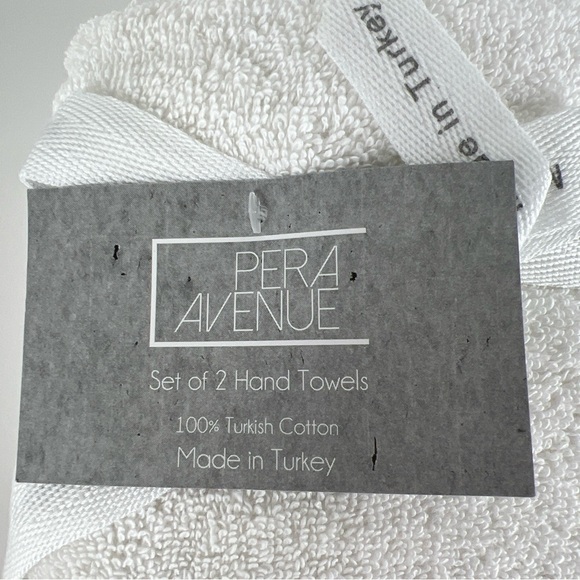 Pera Avenue Luxe 100% Turkish Cotton Bath Towel Set - Cream & Tan - 4 Pieces NEW - Picture 8 of 9